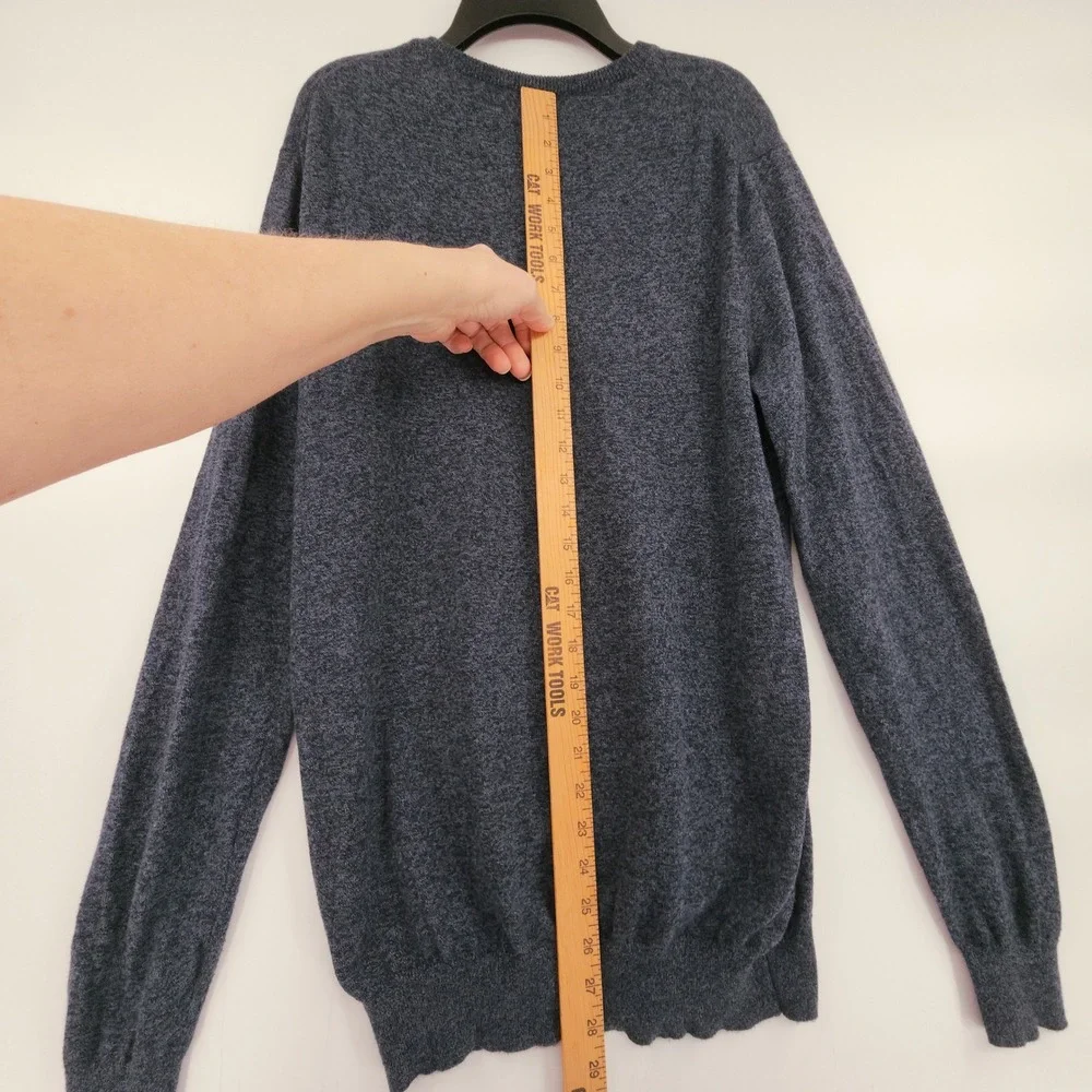 J.Crew VNeck Sweater sz MT Tall Men Blue Heather Cotton Cashmere Preppy Normcore